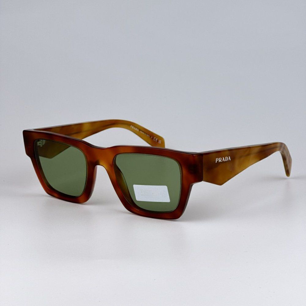 NEW Prada PRA06S 11P60C Cognac Tortoise Green Square Unisex Sunglasses PR A06S - Picture 6 of 10